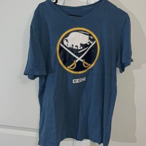 Buffalo Sabres CCM Swords Logo Cotton T Shirt L Powder Blue Mens Hockey